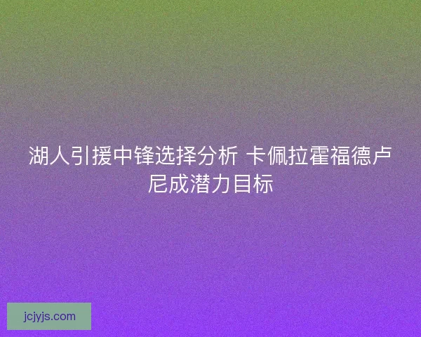 湖人引援中锋选择分析 卡佩拉霍福德卢尼成潜力目标